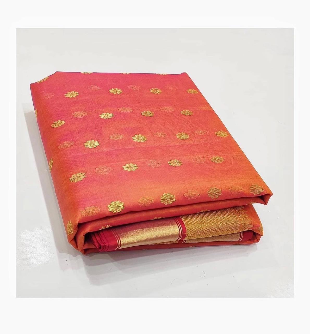 Chanderi saded colour all over bute saree