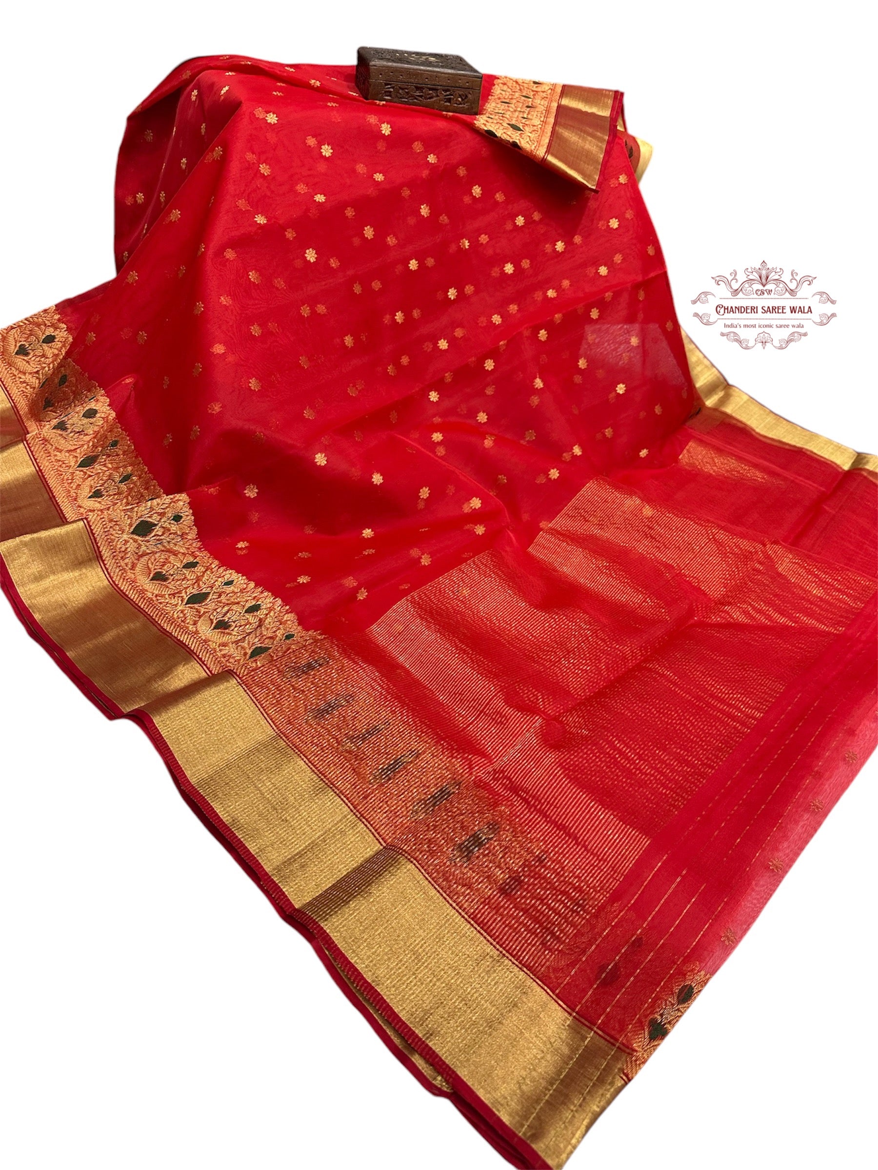 Red colour silk saree|Chanderi silk saree|Pure silk saree Chanderi saree wala