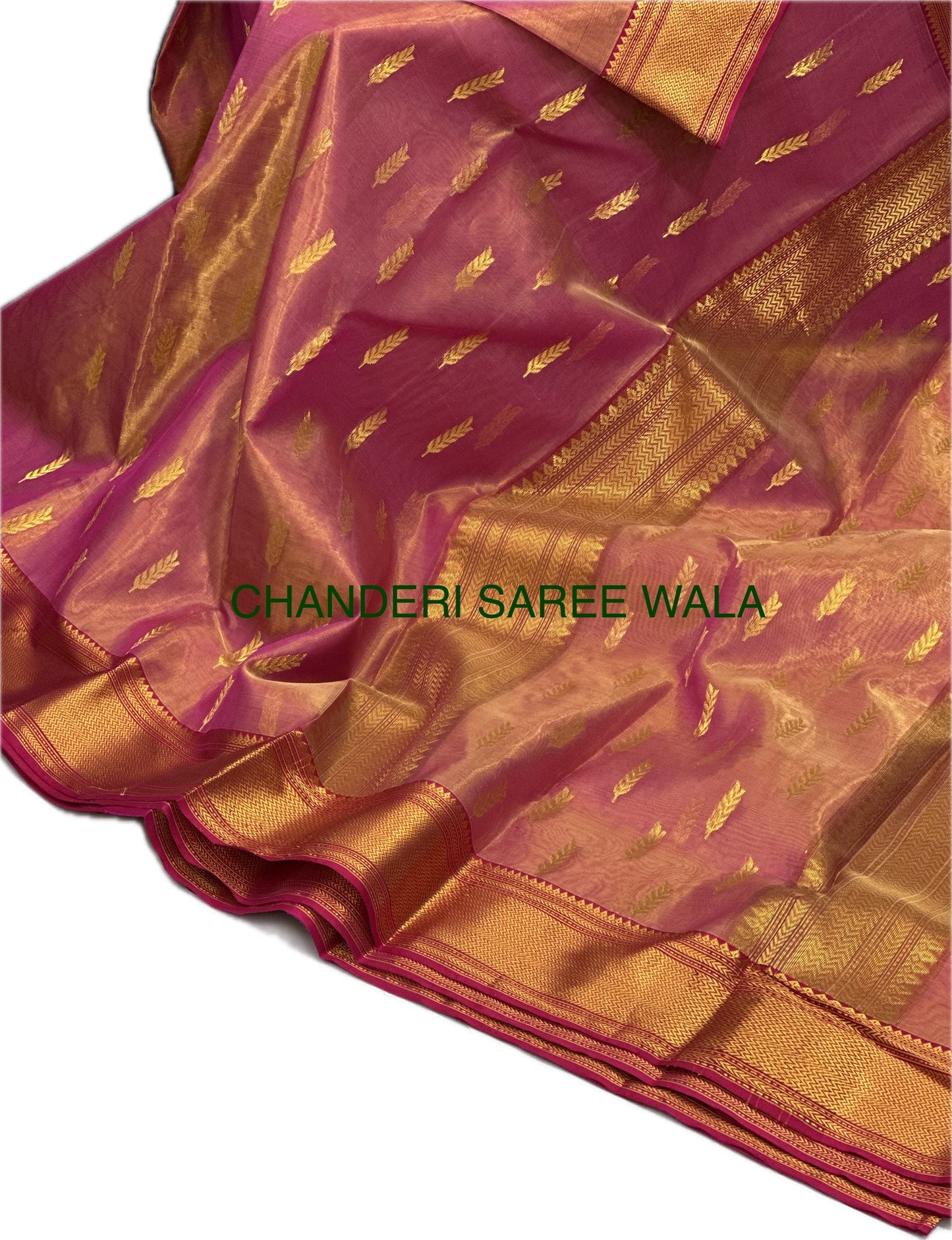 Pink colour chanderi tissue silk saree
