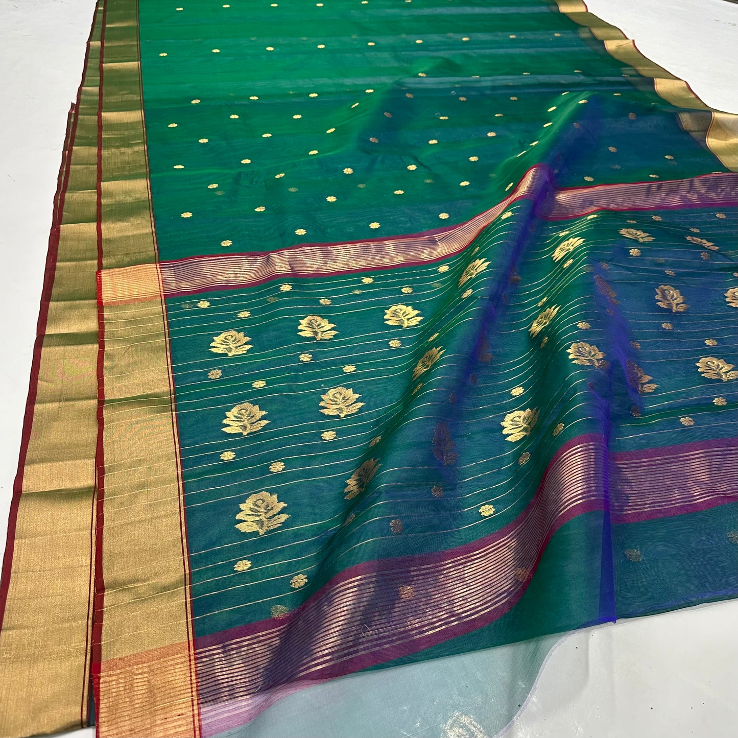 Classic Dual Shade Chanderi Silk Saree – Festive Wear