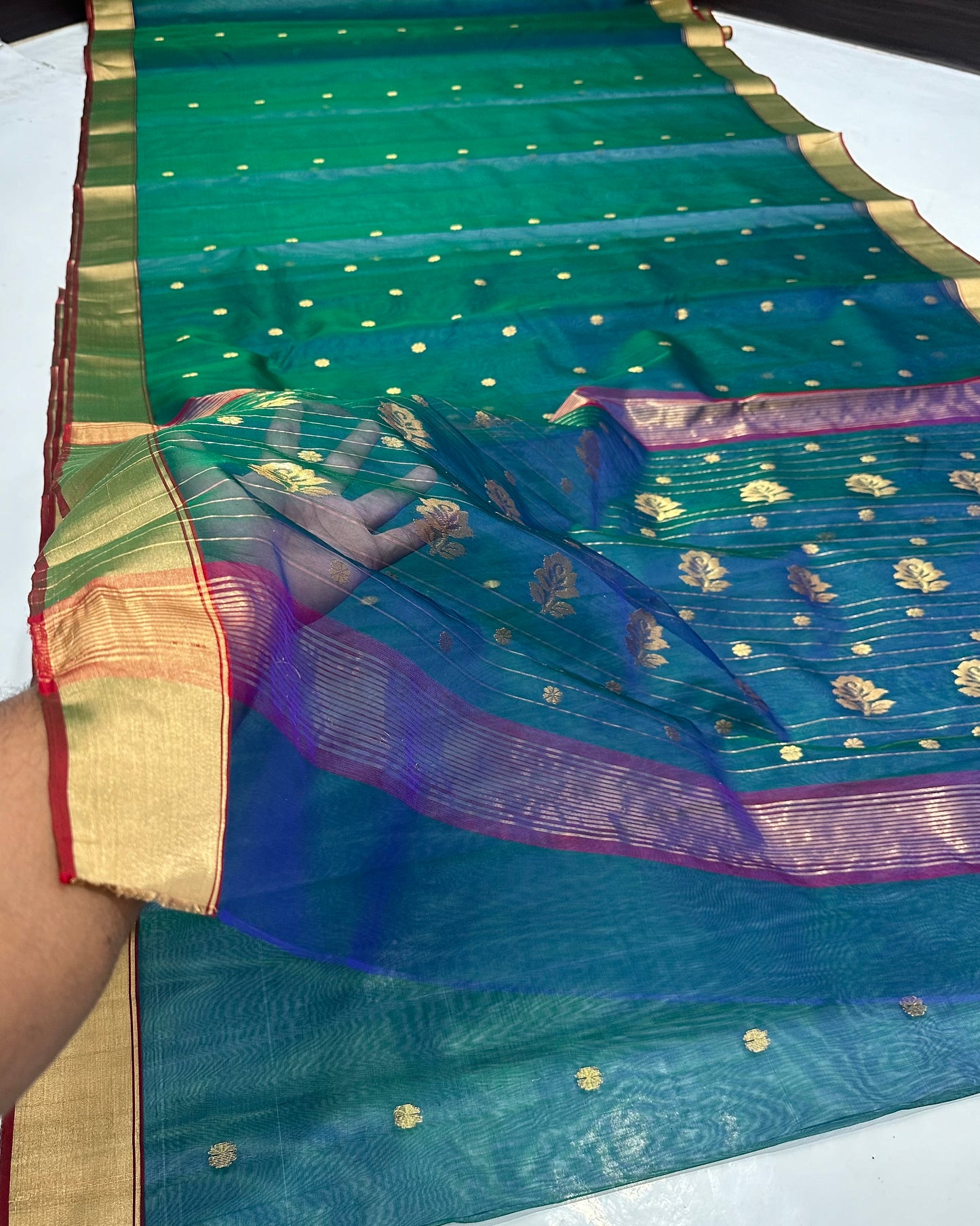 Classic Dual Shade Chanderi Silk Saree – Festive Wear