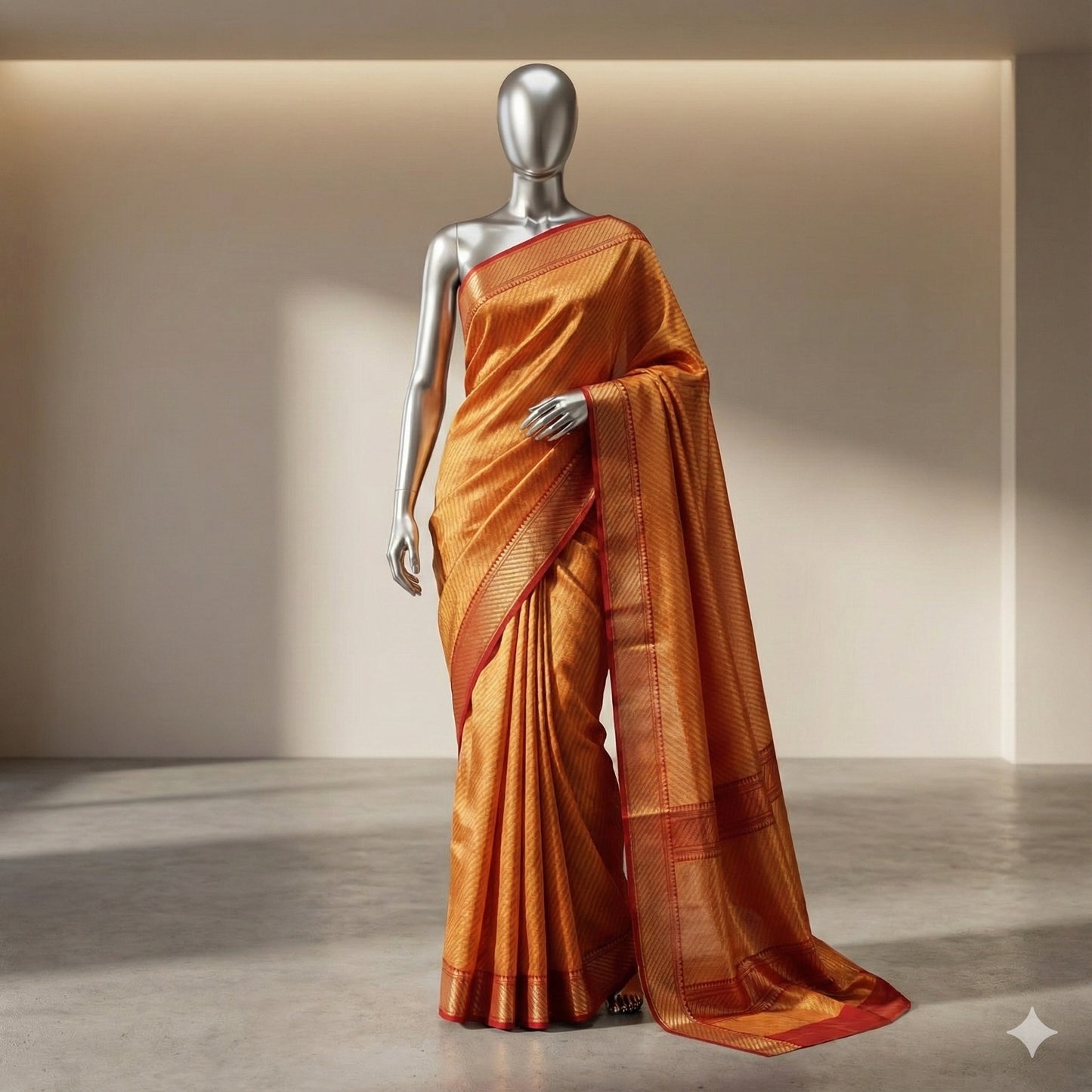 Golden Zari Chanderi Silk Saree – Traditional & Premium