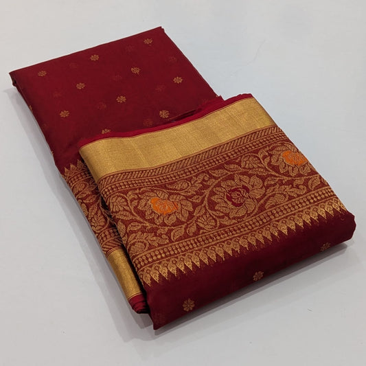Chanderi skart border katan silk saree