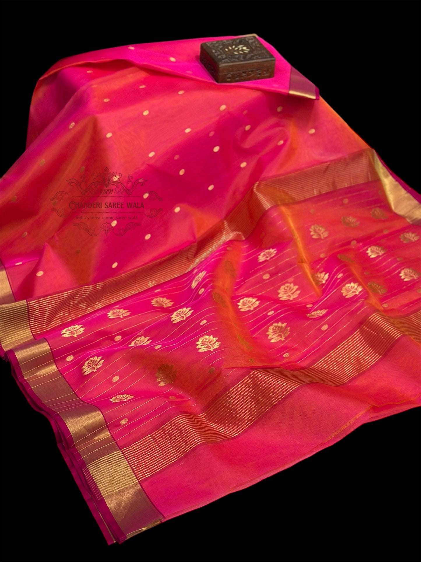 Saded color chanderi silk saree|Rani pink colour saree|pure silk saree Chanderi saree wala