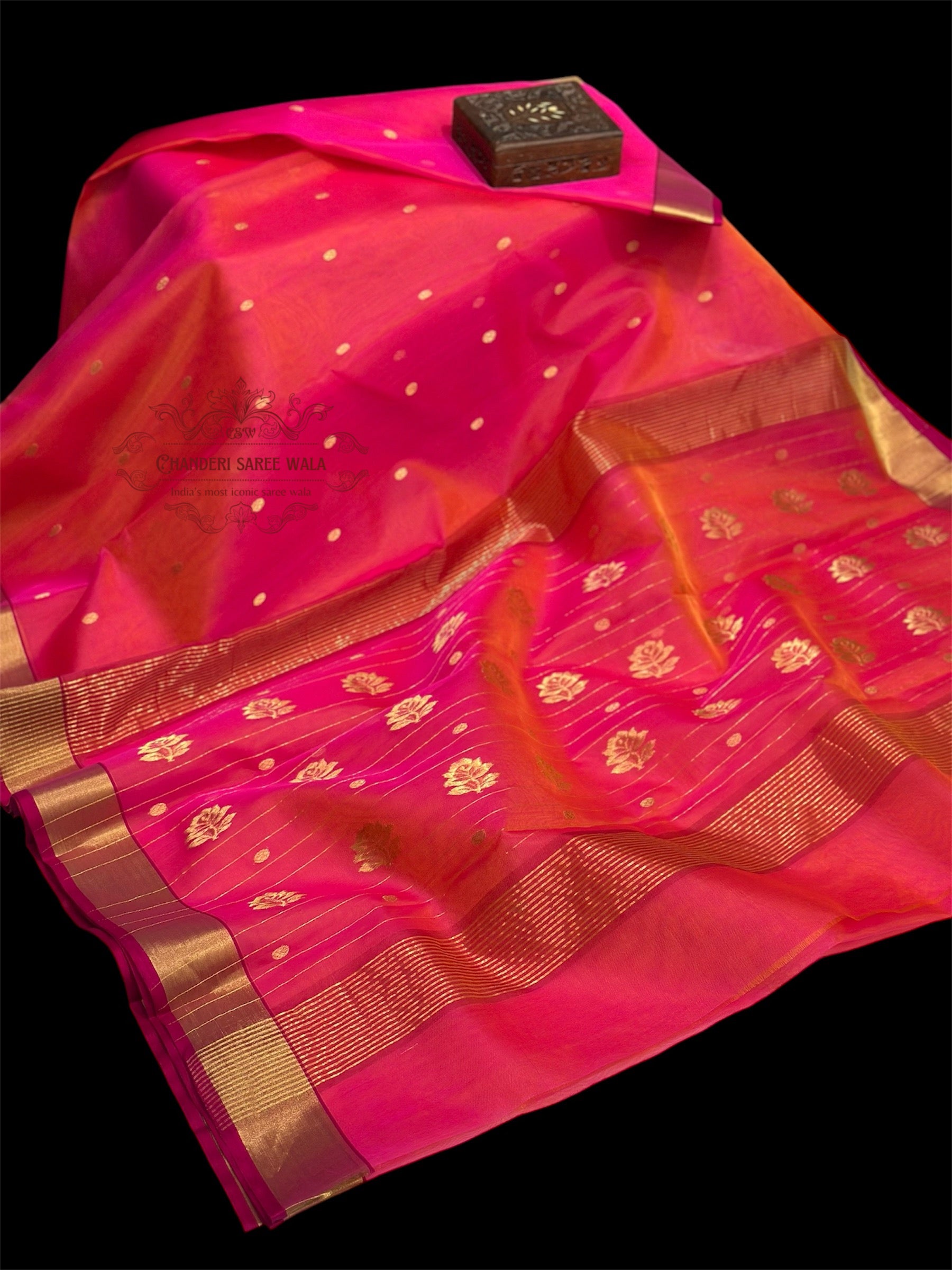 Saded color chanderi silk saree|Rani pink colour saree|pure silk saree Chanderi saree wala