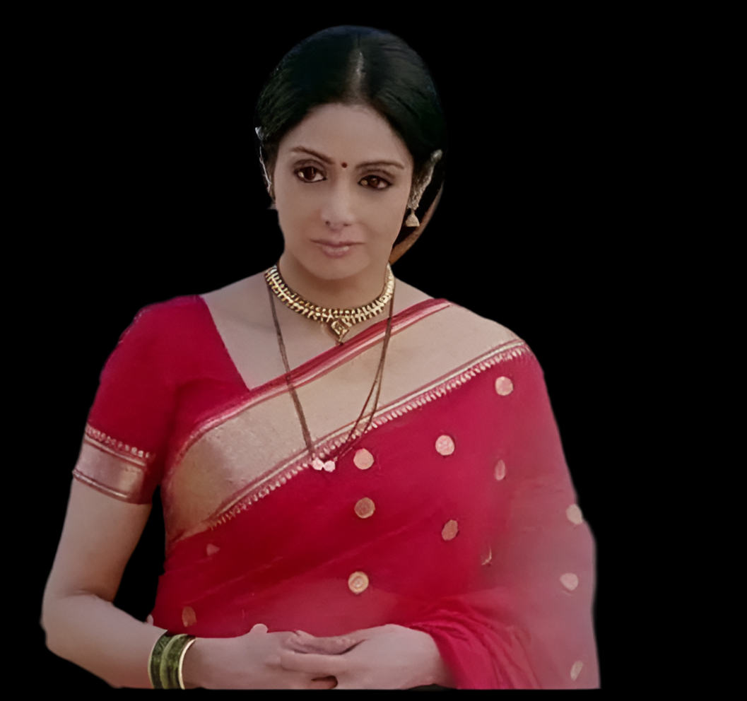Sridevi Red Chanderi Saree with Golden Zari Work