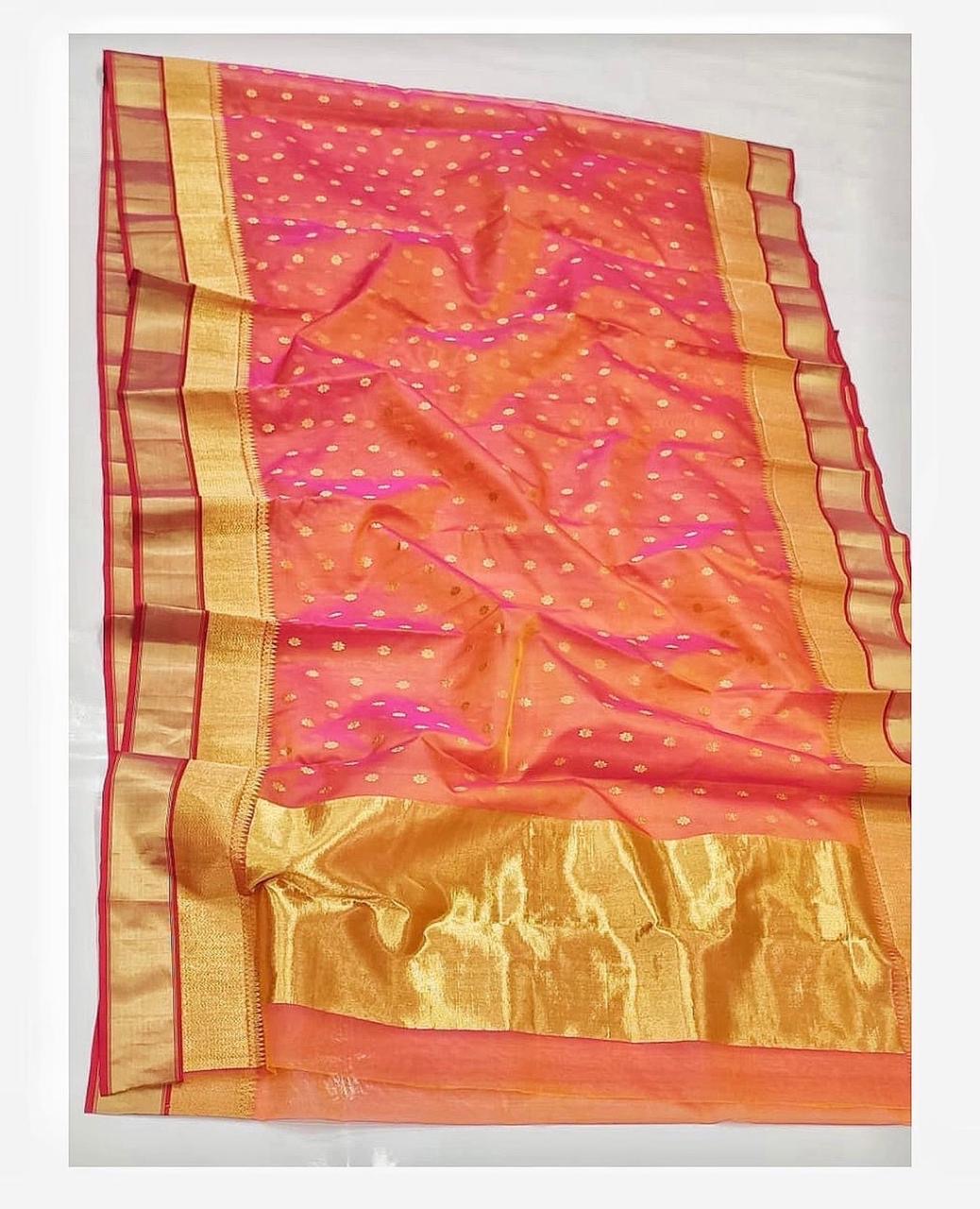 Chanderi saded colour all over bute saree